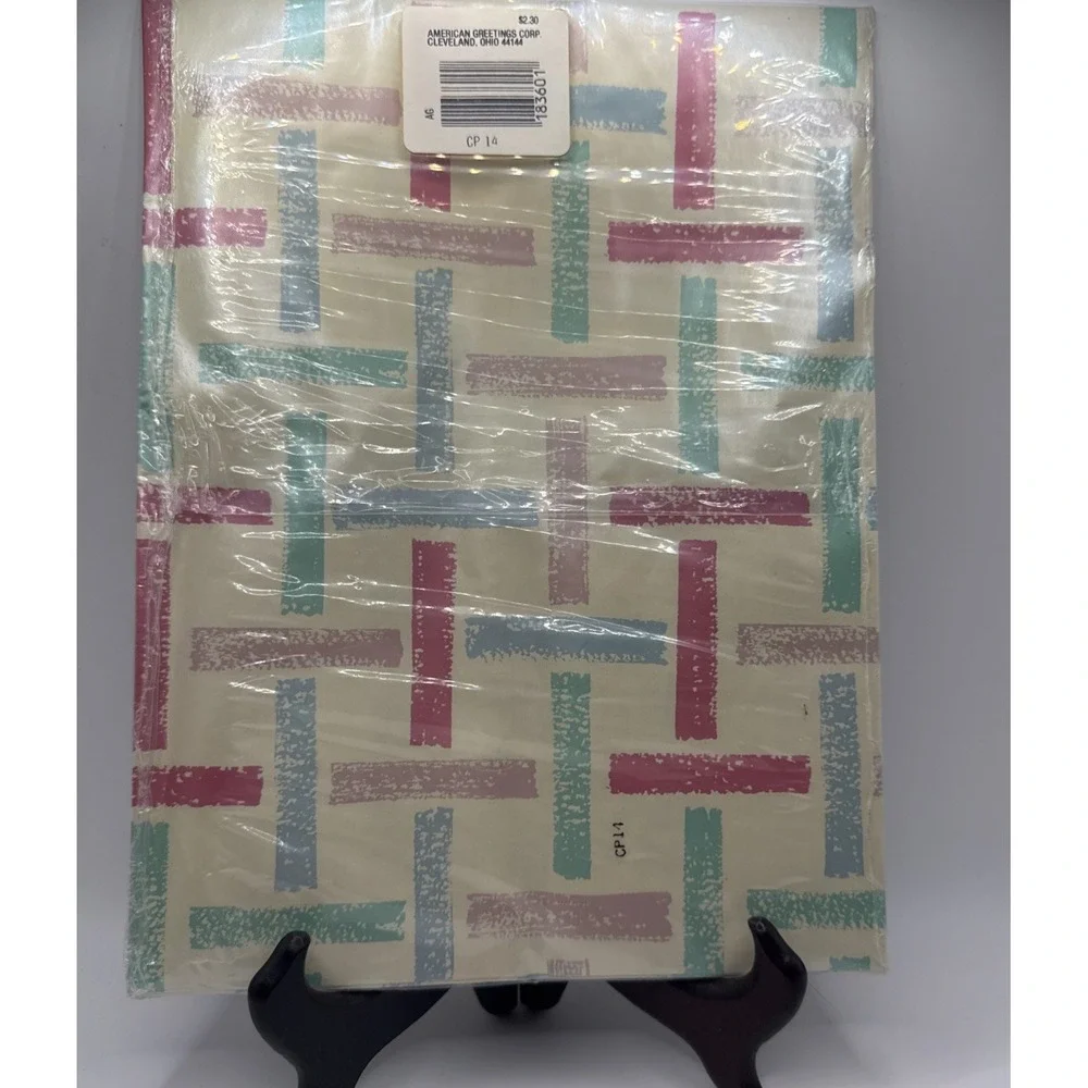 Vtg American Greetings Pastel Gift Wrap Wrapping Paper & Card Abstract Retro NOS